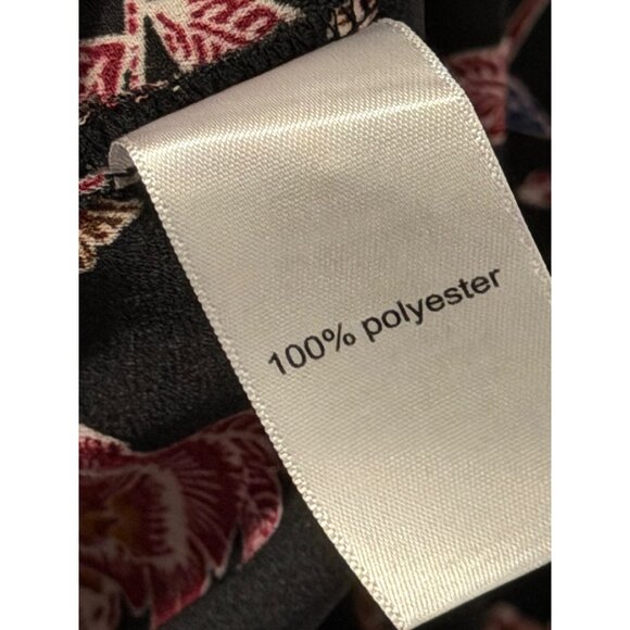 Maurices Womens Floral Blouse Sz Medium 3/4 Sleeve Black & Multicolor V-Neck - Picture 5 of 12